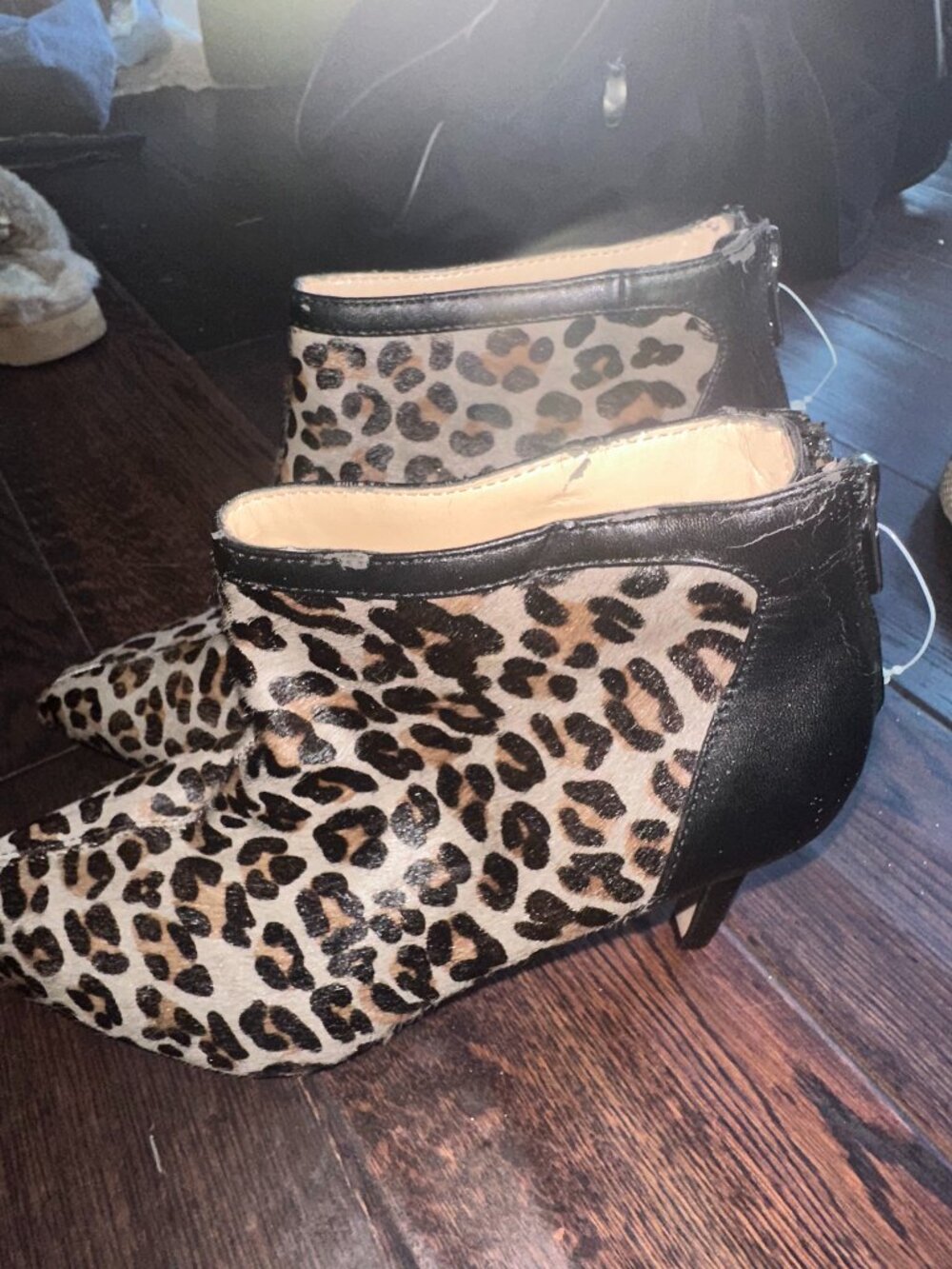 Adrienne Vittadini Women Leopard Print Calf Hair Pointed Toe Kitten Heel